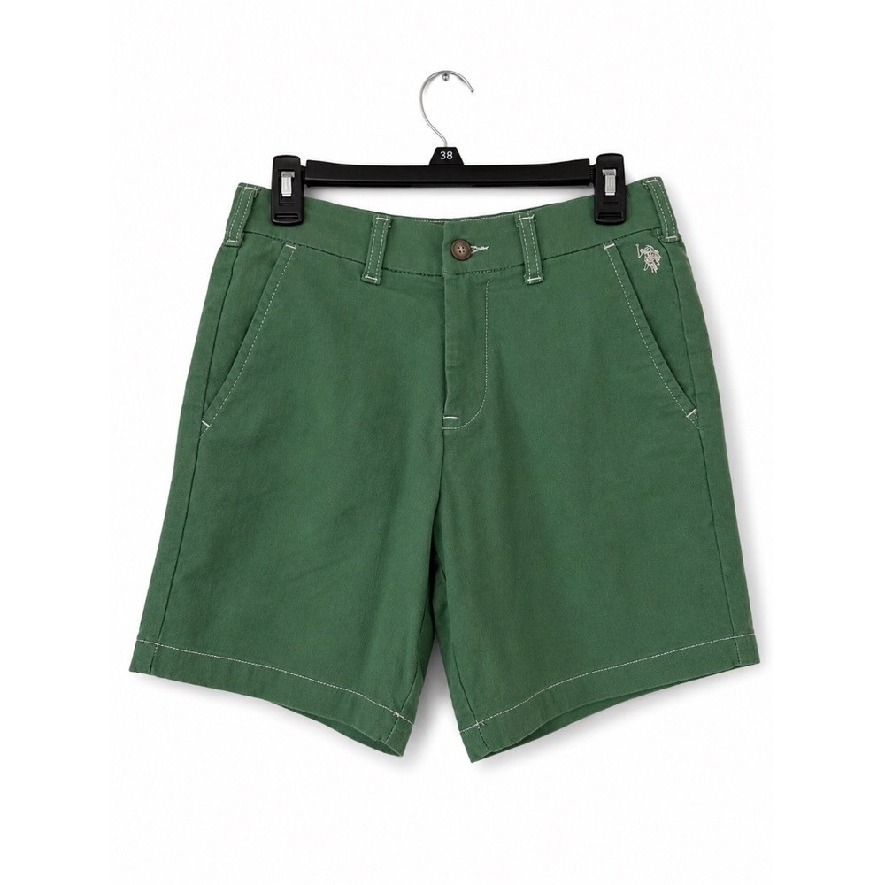 US Polo Assn Mens Green Chino Shorts Contrast Stitch Size XS